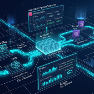Architectural diagram illustrating AWS data lake cost reduction across S3, AWS Glue, and Amazon Athena
