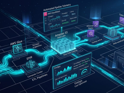 Architectural diagram illustrating AWS data lake cost reduction across S3, AWS Glue, and Amazon Athena