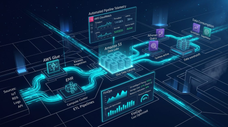 Architectural diagram illustrating AWS data lake cost reduction across S3, AWS Glue, and Amazon Athena