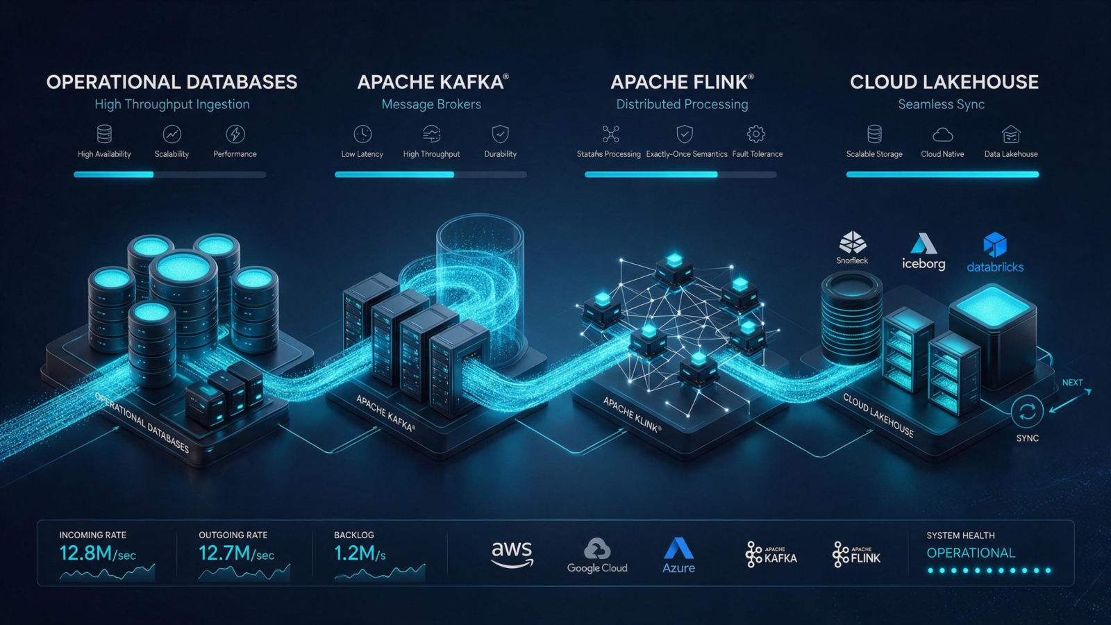 Architectural blueprint diagram of enterprise AI infrastructure, agentic pipelines, and governed data foundation