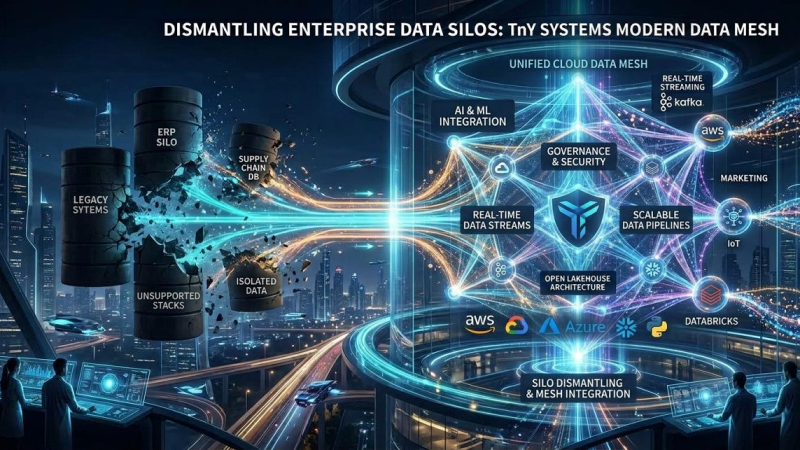 Architectural blueprint of decommissioning legacy data silos into a unified enterprise cloud lakehouse
